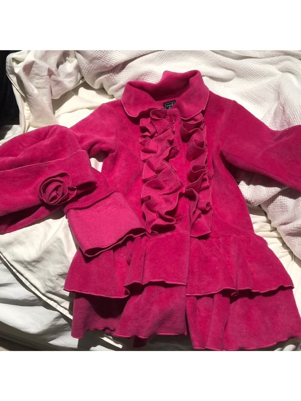 Mack & co 3t hot pink fleece ruffle coat like new